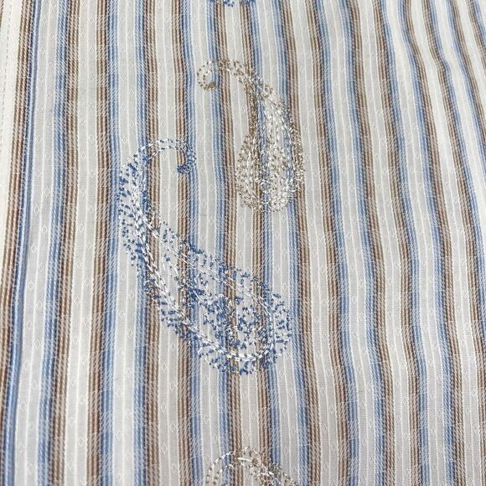 Robert Graham Shirt Mens XL‎ Paisley Striped Flip Cuff Collar Dollar Sign Eyes - Picture 9 of 15